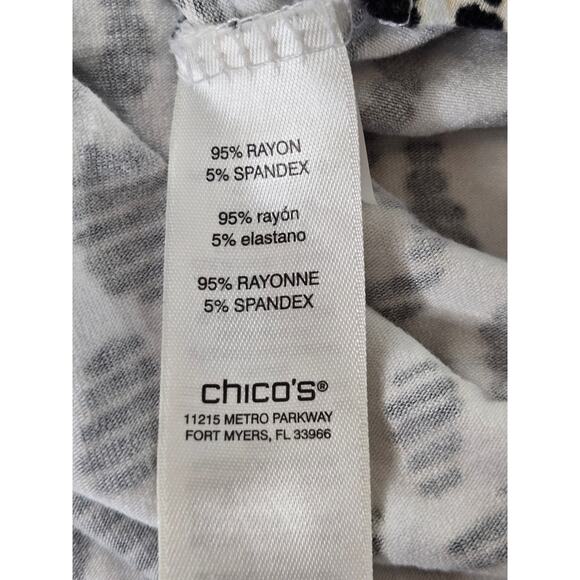 Chico's EUC Leopard elbow sleeve v-neck top 16 XL white black beige - Picture 5 of 17